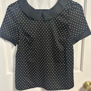 Allegra K Women's Peter Pan Collar Shirt Vintage 1950s Polka Dots Blouse